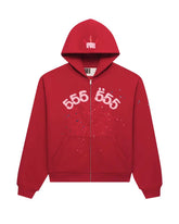 Sp5der Angel Number Zip Up Hoodie Merlot