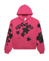 Sp5der Beluga Zip Up Hoodie Pink