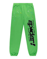 Sp5der P*nk Sweatpants V2 Rhinestone Slime Green