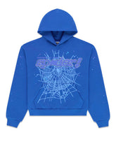 Sp5der Rhinestone Punk V2 Hoodie Blue