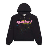Sp5der Black P*nk V2 Zip Up Hoodie