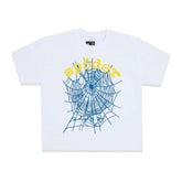 Sp5der OG Logo V2 White Blue Yellow Tee