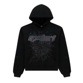 Sp5der Rhinestone P*nk V2 Triple Black Hoodie