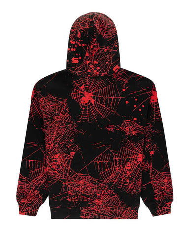 Sp5der AOP V2 Zip Up Hoodie Black