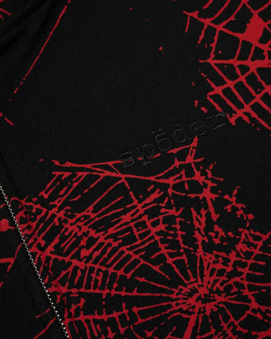 Sp5der AOP V2 Zip Up Hoodie Black