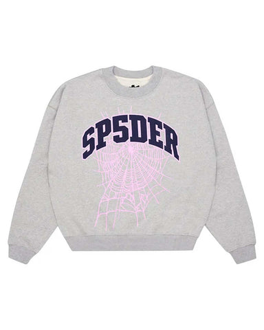 Sp5der Varsity Web Crewneck Heather Grey