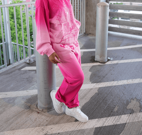 Sp5der Web Ombre Sweatpants Pink